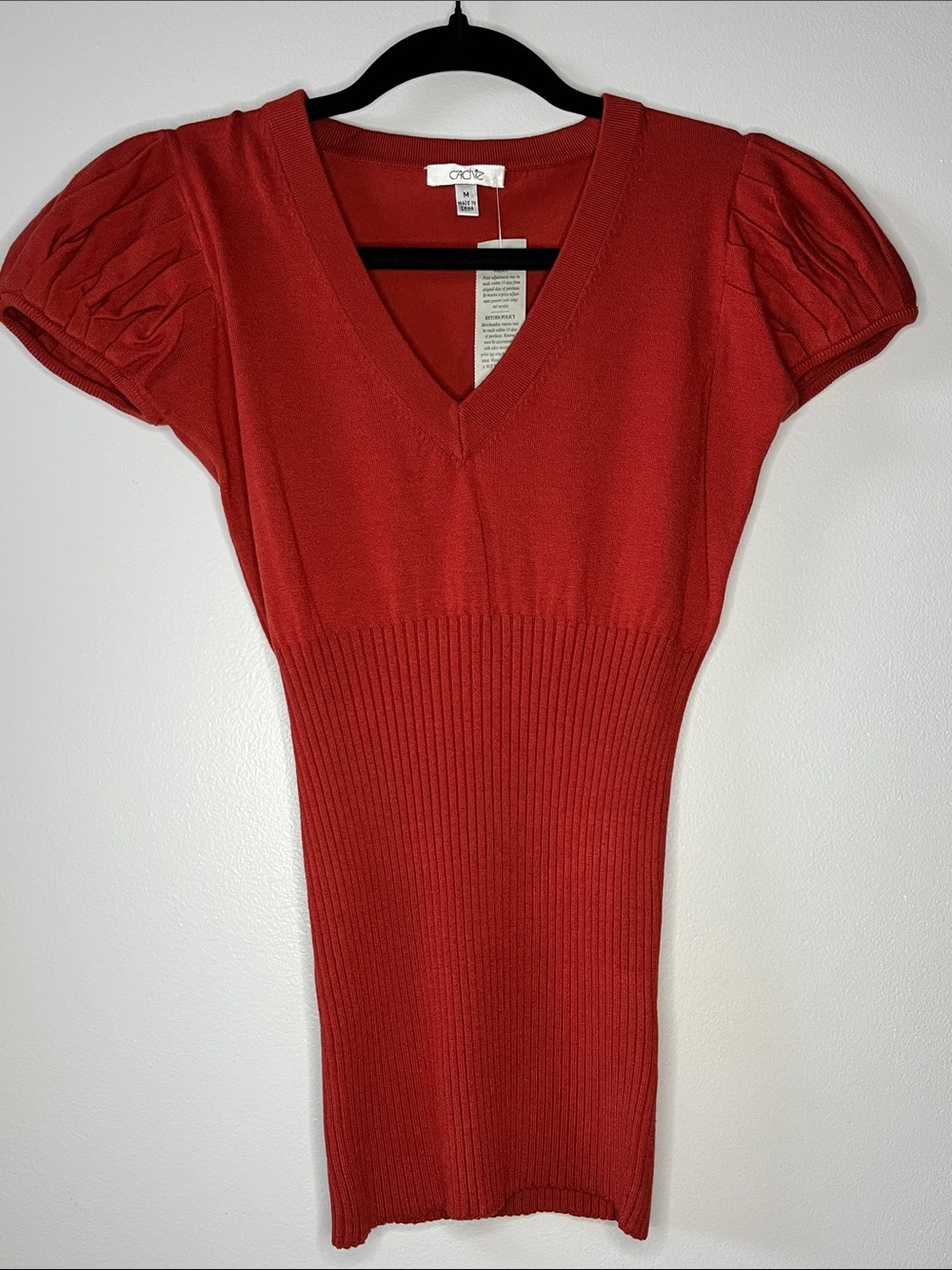 Cache vintage deadstock burnt orange rust color pumpkin silk babydoll blouse